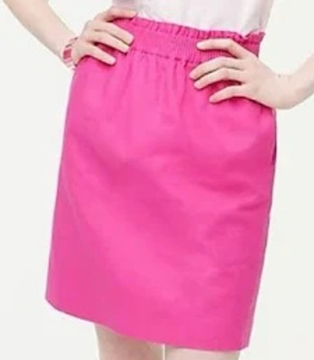 J Crew Factory Womens Linen Blend Skirt Elastic Waist Casual Classic Summer 0